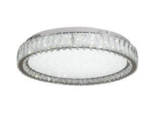 InLight Πλαφονιέρα οροφής LED 48Watt 4000K από χρώμιο μέταλλο και κρύσταλλα Φ60cm (42013-Β)