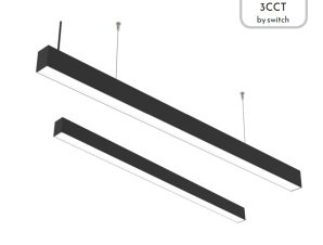 InLight Κρεμαστό Φωτιστικό LED 40W 3CCT (By Switch) Μαύρο από Αλουμίνιο 120cm (6072-120-BL)