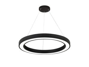 InLight Κρεμαστό φωτιστικό LED 68W 3CCT (by switch on base) σε μαύρη απόχρωση D:60cm (6073-60-BL)