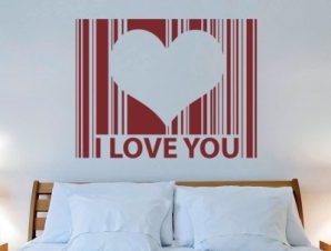 I love you, barcode, Φράσεις, Αυτοκόλλητα τοίχου, 80 x 61 εκ.