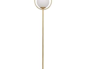 Φωτιστικό Δαπέδου Versailles 01543 1xE27 Με Milky Γυαλί Φ35 170cm Gold GloboStar