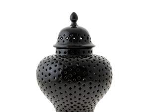 Zen Collection Διακοσμητικό Κεραμικό Jar Τρυπητό Μαύρο Φ24x37cm 49728