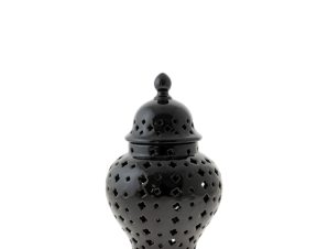 Zen Collection Διακοσμητικό Κεραμικό Jar Τρυπητό Μαύρο Φ16x28cm 49729