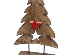 Χριστουγεννιάτικο Δεντράκι Ξύλινο Santa Wood 28cm Andrea Fontebasso